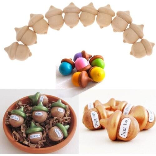 10pcs Novelty Natural Wood Acorns Unfinished Wood Craft DIY Wedding Decoration Children Kid Graffiti Drawing Toy