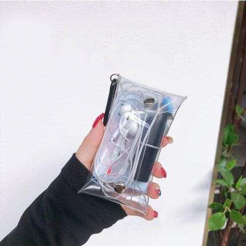 New Transparent PVC Key Wallet Case Chain Ring Pouch Card Holder Keychain Women Coin Bag Mini Lipstick Storage Bag Coin Purse