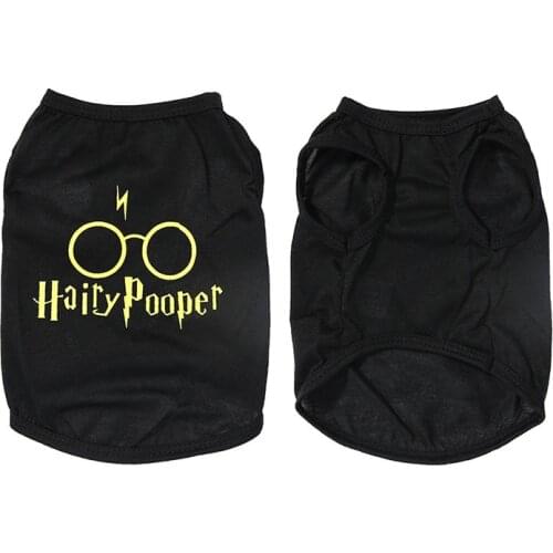 Hairy Pooper Printed Dog Clothing Poodle Bichon Pomeranian Cotton Vest for Spring Summer Pet Dogs Puppy Thin Clothes Supplies