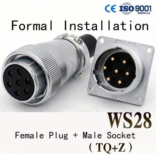 Formal Installation WS28 Aviation Plug Square Female Plugs Male Socket 2/3/4/5/8/7/10/12/16/17/20 P 24 26 Pins