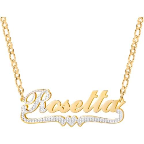 Customized Name Necklace Double layer Gold Plated Nameplate 3D Necklace Personalized Choker Charm Name Necklace Gifts For Women