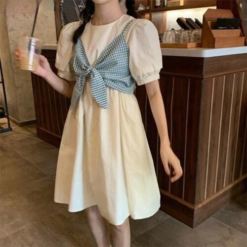 Dress Women Short Sleeve Summer Dresses Vestido Feminino Korean Style Sweet Girl Casual Loose All-match Simple Kawaii Streetwear