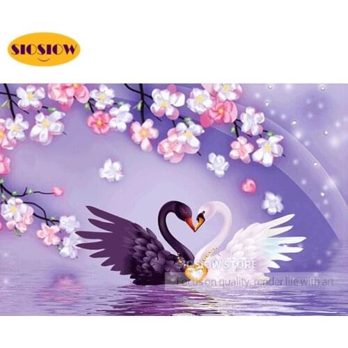Full Drill Diamond Embroidery Swans Rose Animal 5D Diy Diamond Painting Rhinestone Mosaic Home Deco Wedding Valentines Day Gifts