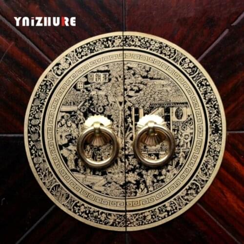 14cm/18 /24/28/ 35mm Chinese Antique Cabinet Handle Furniture Pure Copper Round Bookcase Wardrobe Door Window Door Copper Handle