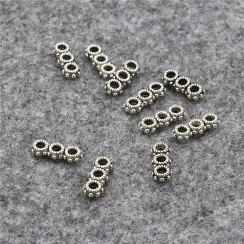 10PCS For Necklace 3Hole Round Shaped Lucky DIY Loose Finding Accessories Jewelry Making Design Women Gifts Crafts Copper 5x13mm