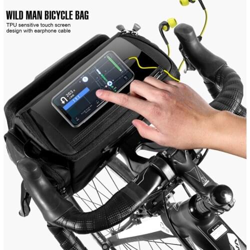 Bicycle Front Tube Bag 4L Handlebar Camera Waterproof Shoulder Bags for WILD MAN Outdoor Cycle Biking Entertainment