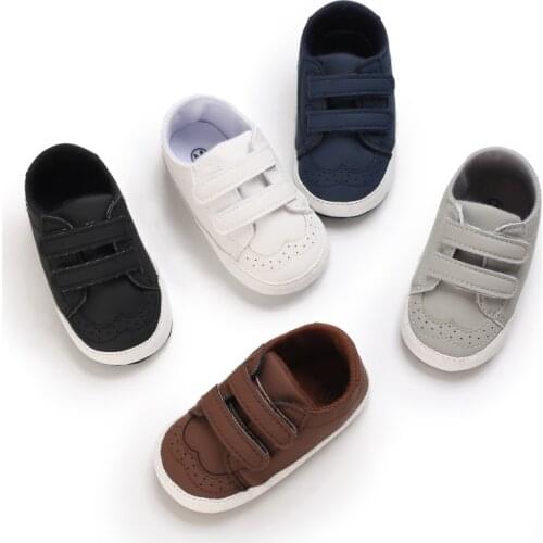FOCUSNORM 5 Colors Newborn Baby Boys Girls Shoes Solid Soft Sole PU Leather Crib Shoes Anti-Slip Shoes 0-12M