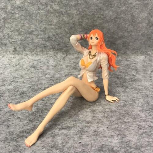 10.5CM Japanese anime figure one piece Nami swimsuit ver sitting ver action figure collectible model toys for boys