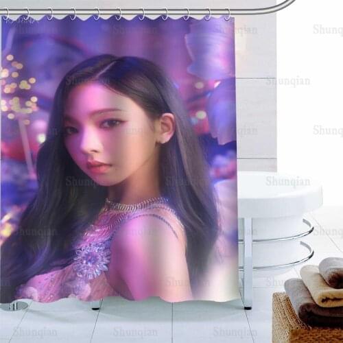 KARINA Aespa KPOP Shower Curtain Hook Polyester Fabric Printing Bathroom Curtain Waterproof Mildew Proof Bath Curtain Decor 0512
