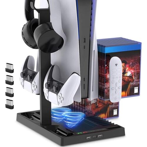 For PS5 Charging Stand With Cooling Fan /PS5 Digital Edition Console And Controller Vertical Coller Stand Charger Station Dock