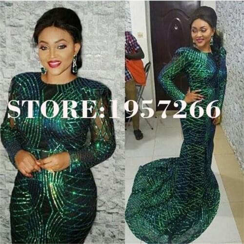 Green Sequins Lace Fabric 2020 High Quality African Evening Dress Fabrics Nigeria Sequined Embroidered Mesh Net Lace Fabric L919