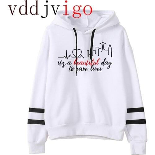Greys Anatomy hoodies femme anime streetwear printed Korea female clothing harajuku hip hop Harajuku 90s Jumper Clothes