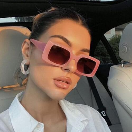 Women Square Vintage Black Sunglasses 2021 Elegant Trend Designer Small Rectangle Sun Glasses Female Jelly Color Eyeglass Shades