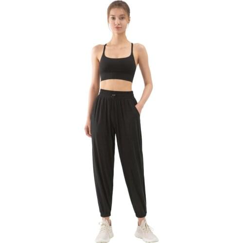 Womens loose cool feeling breathable fitness pants sun-proof footwear casual trousers elastic high-waist yoga pants