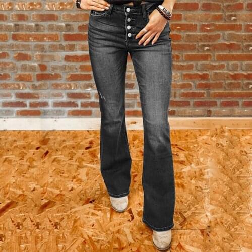 Plus Size Vintage Mom Flare Jeans for Women Washed Denim Pants Bleached Skinny Boyfriend Jeans Ladies Fall Winter Trousers