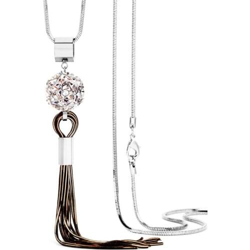 Fringed Sweater Necklace For Women Elegant Flower Cubic Zirconia Necklace Jewelry Birthday Gift Winter Accessories