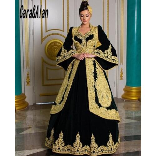 Two Pieces Traditional Kosovo Dark Green Evening Dresses Lace Applique Velvet Albanian Prom Dress robe de soirée de mariage