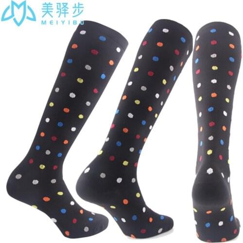1 Pair New Style Color Small Dot Long Tube Compression Socks Men Women Fitness Running Leggings Socks Sports Compression Socks