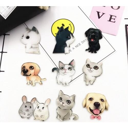 1PCS Cute Cat Black Dog Acrylic Icon Badge Kids Pin on Brooch Decoration for DIY Clothing Pins for Backpacks Custom Pin Badge