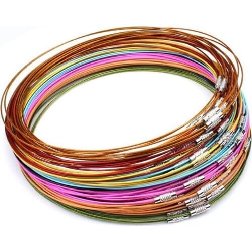 10pcs 46mm Steel Wire Choker Necklace Screw Clasps Wire Cord for DIY Necklace Bracelet Jewelry Making