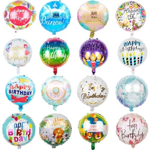 10pcs 18 inch Birthday theme Foil balloons helium Round balloon Adult Happy birthday party decoration Kids baby shower globos