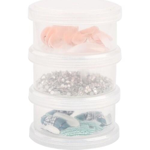 100 Pcs/lot Three-Layer Round Plastic Container Super Clear Empty Cosmetic Case With Lid for Nail Art Powders & Makeup F0584XX