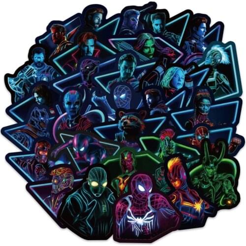 100pcs Avengers Marvel Superheros Anime Figure Waterproof Luminous Stickers Trolley Case Scooter Laptop Personalized Stickers