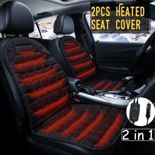 2pcs In 1 Fast Heated Adjustable Black/Grey/Blue/Red/Coffee Car Electric Heated Seat Car Styling Winter Pad Cushions Auto Covers