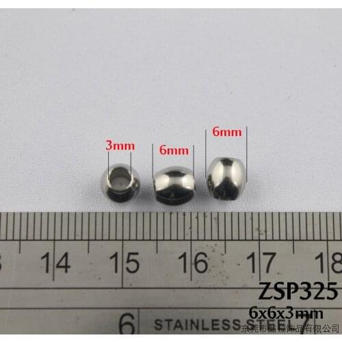 3mm hole 6mm oval smooth stainless steel beads jewelry DIY accessories parts 100pcs ZSP325