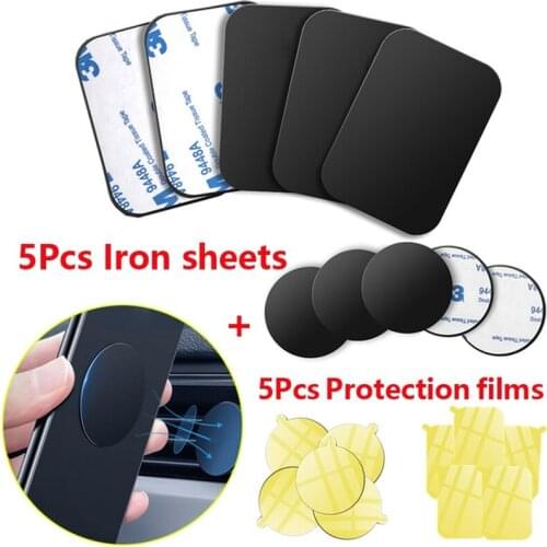 5pcs Metal Plate Disk for Magnet Car Phone Holder Iron Sheet Round Square Sticker Magnetic Mobile Phone Holder Car Stand Mount