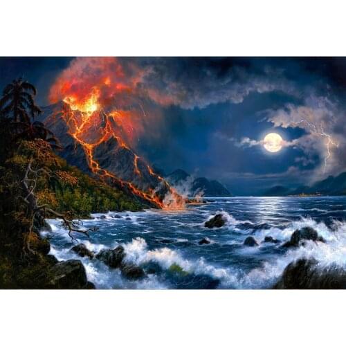 Full Square Round Drill 5D DIY Diamond Painting Volcano eruption 3D Embroidery Cross Stitch Mosaic Home Decor