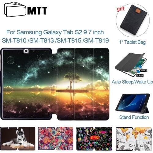 MTT PU Leather Cover Case For Samsung Galaxy Tab S2 9.7 inch Tri-fold Flip Stand Smart Cover Tablet Funda SM-T810 T813 T815 T819