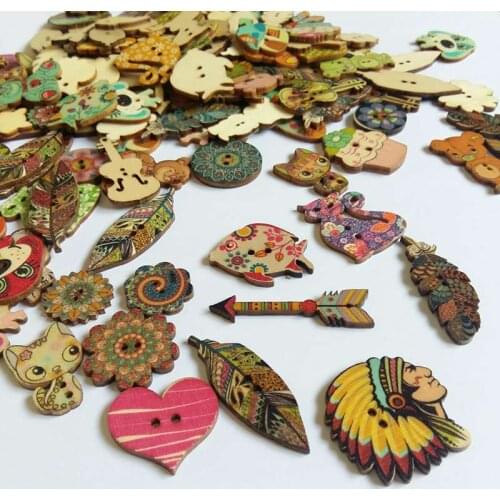 50Pcs/pcack 2Hole Wooden Buttons For Scrapbooking Crafts DIY Baby Children Clothing Sewing Accessories Button Decoration