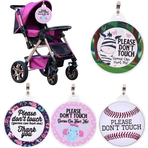 Baby Safety Sign No Touching Tag Preemie Stroller Tag Baby Car Seat Tag Baby Cartoon round card clip Sign Baby Bed tag Gift