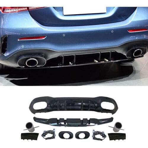 PP Rear Lip Diffuser With Exhaust Tips For Mercedes Benz A Class W177 A180 A200 A250 A35 2019 2020 Bumper Splitters