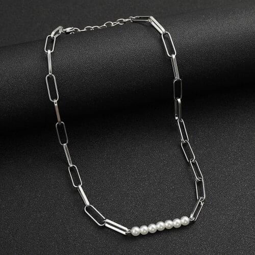 Elegant White Pearl Necklace Long Round Pearl Wedding Choker Necklaces Retro Necklace Street Style Chain Fashion Jewelry Gift