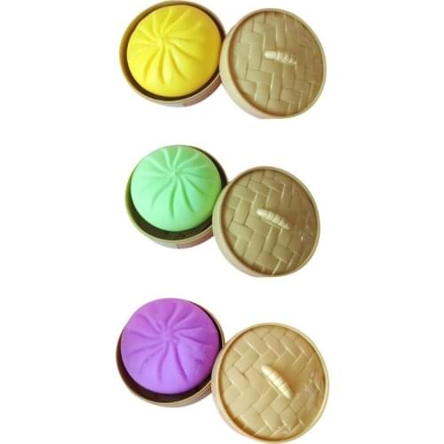 090B 4In Fidget Toy Portable Stuffed Bun Soft TPR Gadget Novelty Gift Realistic Dumpling Squishy Ball for Adults Anti-Stress