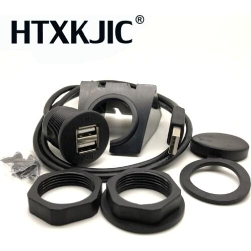 1m Dual USB Socket Extension Cable Male To Female Car Dashboard Flush Mount Lead Panel Data Cord for Motorcycle Boat Car Styling