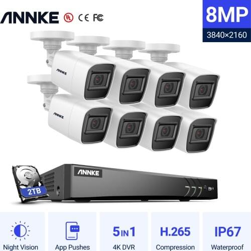 ANNKE 4K Ultra HD 8CH DVR Kit H.265 CCTV Camera Security System 8MP CCTV System IR Outdoor Night Vision Video Surveillance Kits