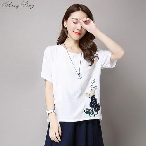 Chinese Clothing Women Qipao Blouse Shirts Tangzhuang Restore Ancient Cheongsam Linen Tops Solid Color Oriental Hanfu V1894