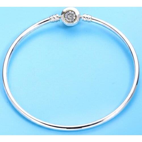 100% Real 925 Sterling Silver classic bracelet & Bangle Fit DIY Jewelry Making wholesale Christmas gift Mujer Pulseras