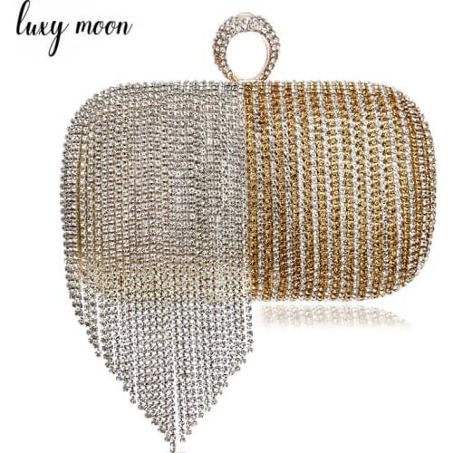 Diamonds Clutch Bags For Women Elegant Day Clutches Tassel Crystal Female Evening Bag Party Purse Wedding Bridal Handbags ZD1056