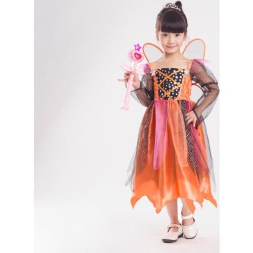 Halloween costumes for girls dress New Cute Pumpkin elf Butterfly Fancy Fairy Tale Children Cosplay long sleeve kids costume