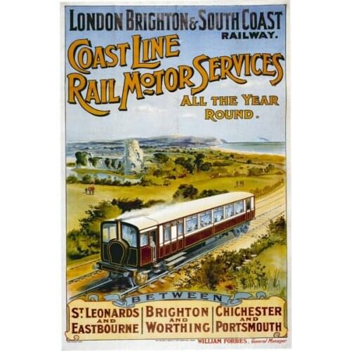 London Brighton South East Rail Travel Advert Vintage Retro Style Metal Sign