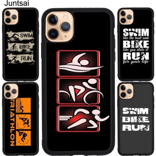 Swim Bike Run Triathlon TPU Case For iPhone XR X XS Max 5S SE 2020 6S 7 8 Plus 12 mini 11 Pro Max Cover Coque