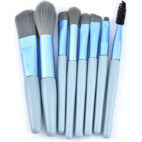 8 Pcs Eyeshadow Eyebrow Blending Brush Set Tools Professional Pastel Color Foundation Powder Blush Natural Hair Makeup Brushes