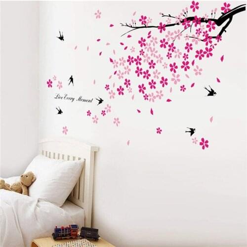 Plum Blossom Swallow Wall Sticker for Living Room Decoration Sofa/TV Background Decals Mural Art Flower Wallpaper Home Decor