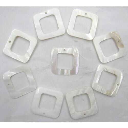Natural Quartz crystal Abalone Shell carved the square shell pendant for diy Jewelry making necklace Accessories 10PCS A120