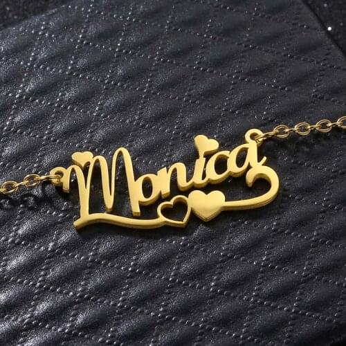 Custom Name Necklace for Women Girls Stainless Steel Customized name with Heart Choker Necklaces Jewelry Accessories Gift