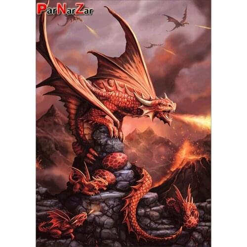 ParNarZar 5d diamond painting fire dragon full drill round /square diamond art kit for home decor